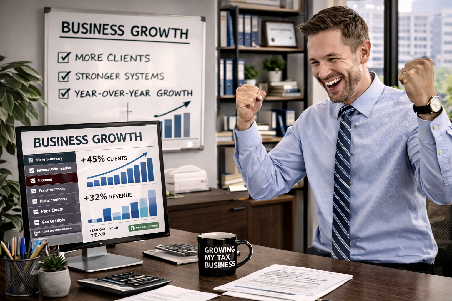 Tax business consultation about software, branding, and growth opportunities